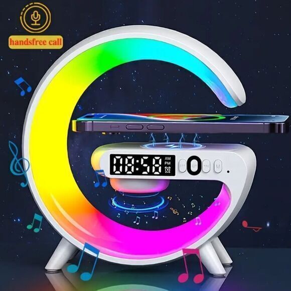 Multifunctional Wireless Fast Phone Charger, Wireless Speaker, and Alarm Clock - Picture 5 of 9